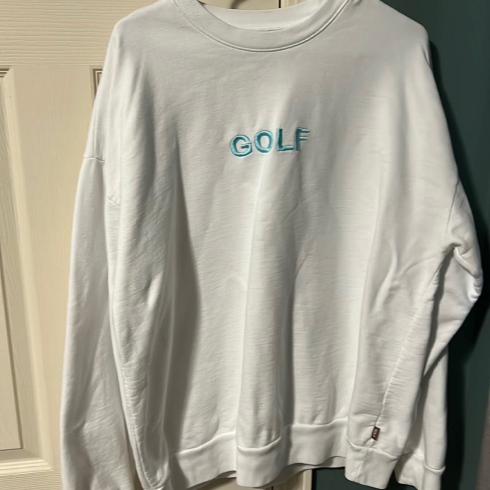 GOLF WANG  brand white and teal men’s sweat shirt